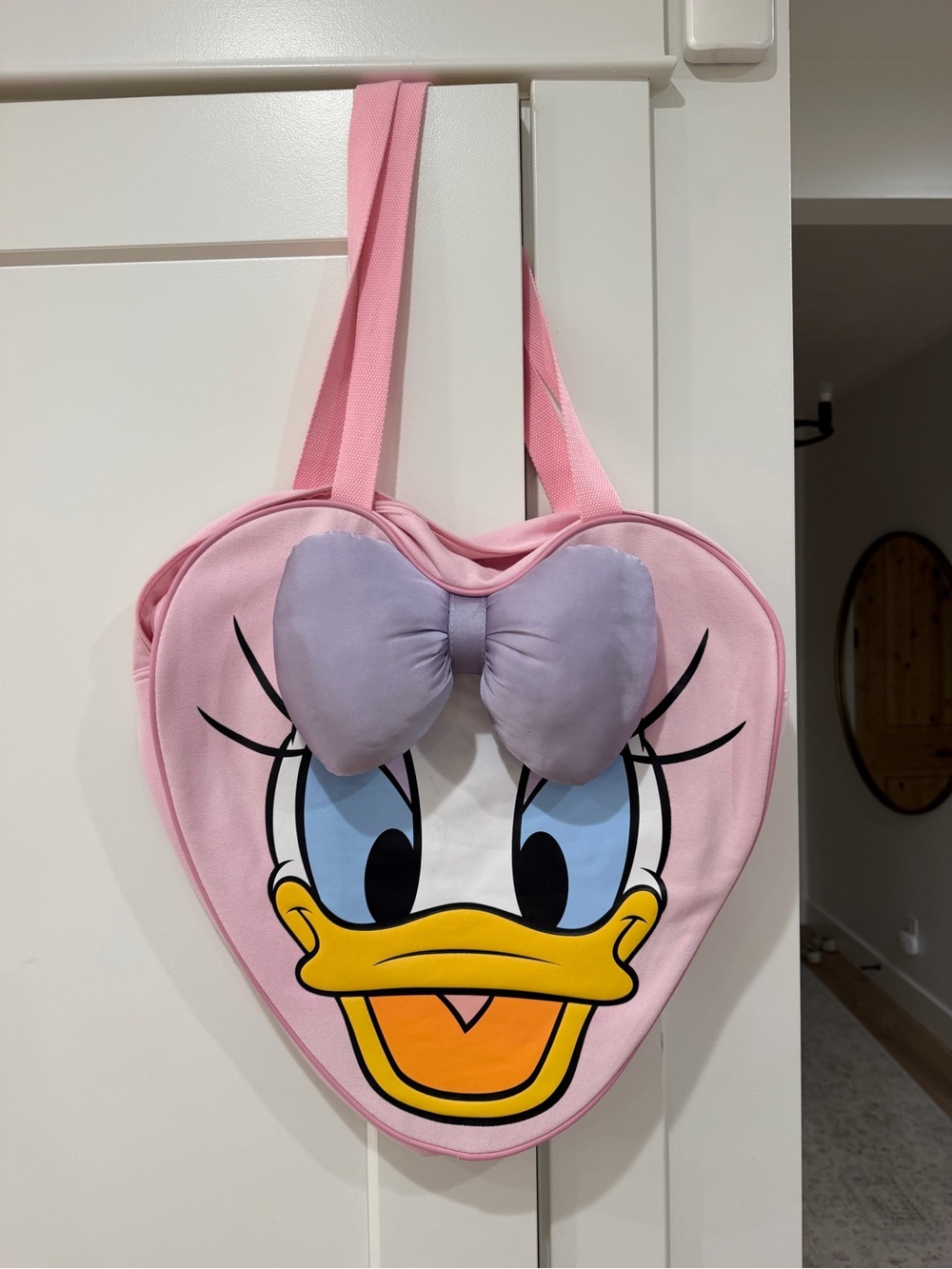 Disney Pink Heart Tote Bag with Purple Bow - Daisy Duck